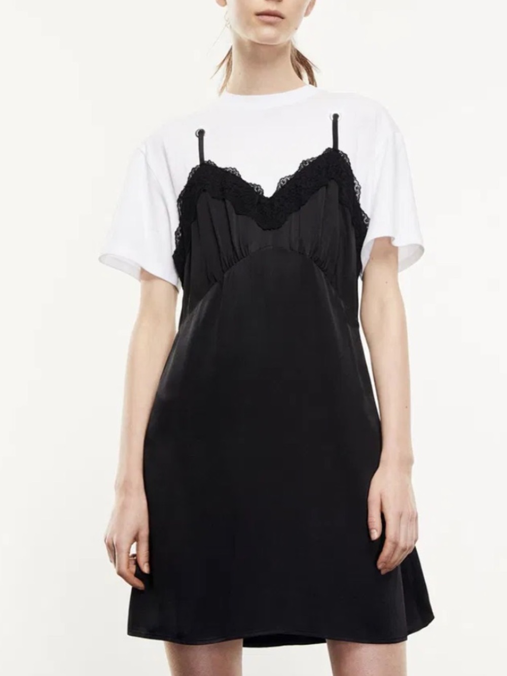 The Kooples Black Lace-Trim Slip Dress
